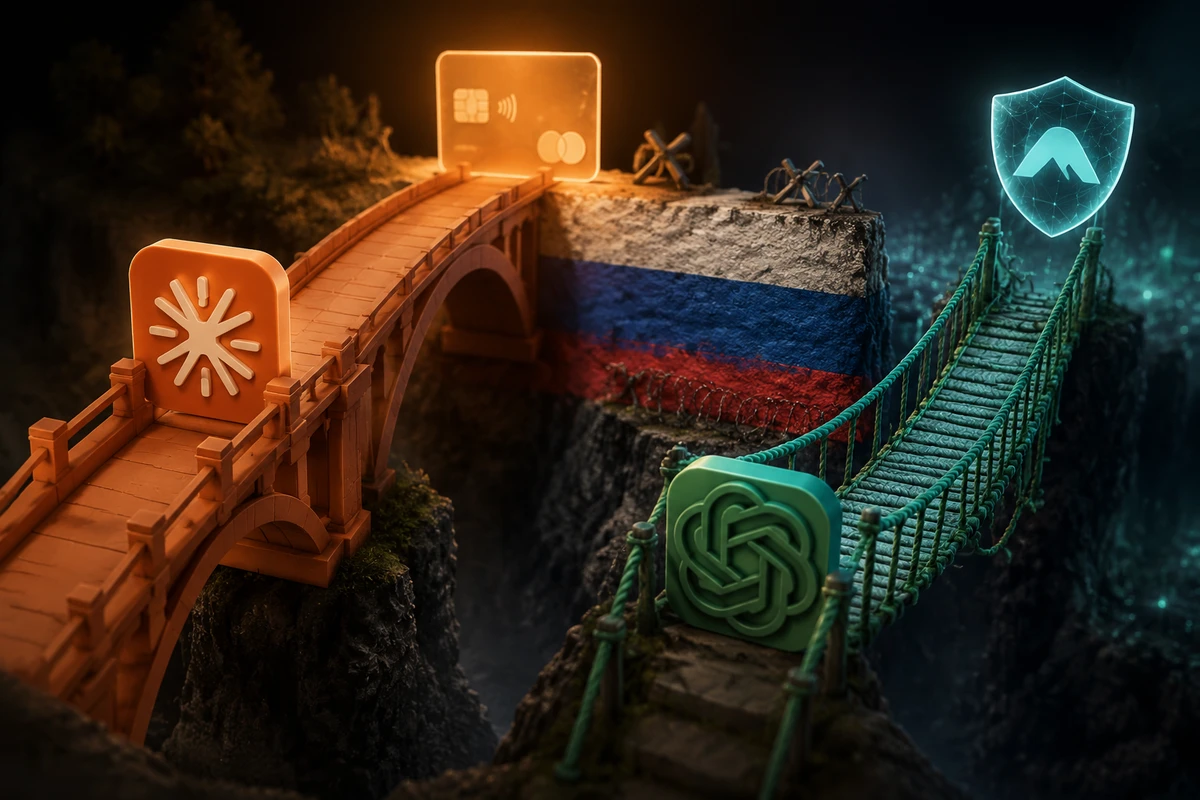Схема доступа к Claude и ChatGPT из России с указанием основных шагов