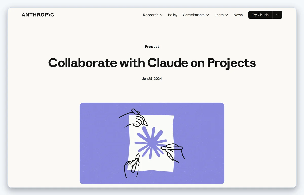Скриншот: Страница Claude Projects на сайте Anthropic (снято 08.10.2026)