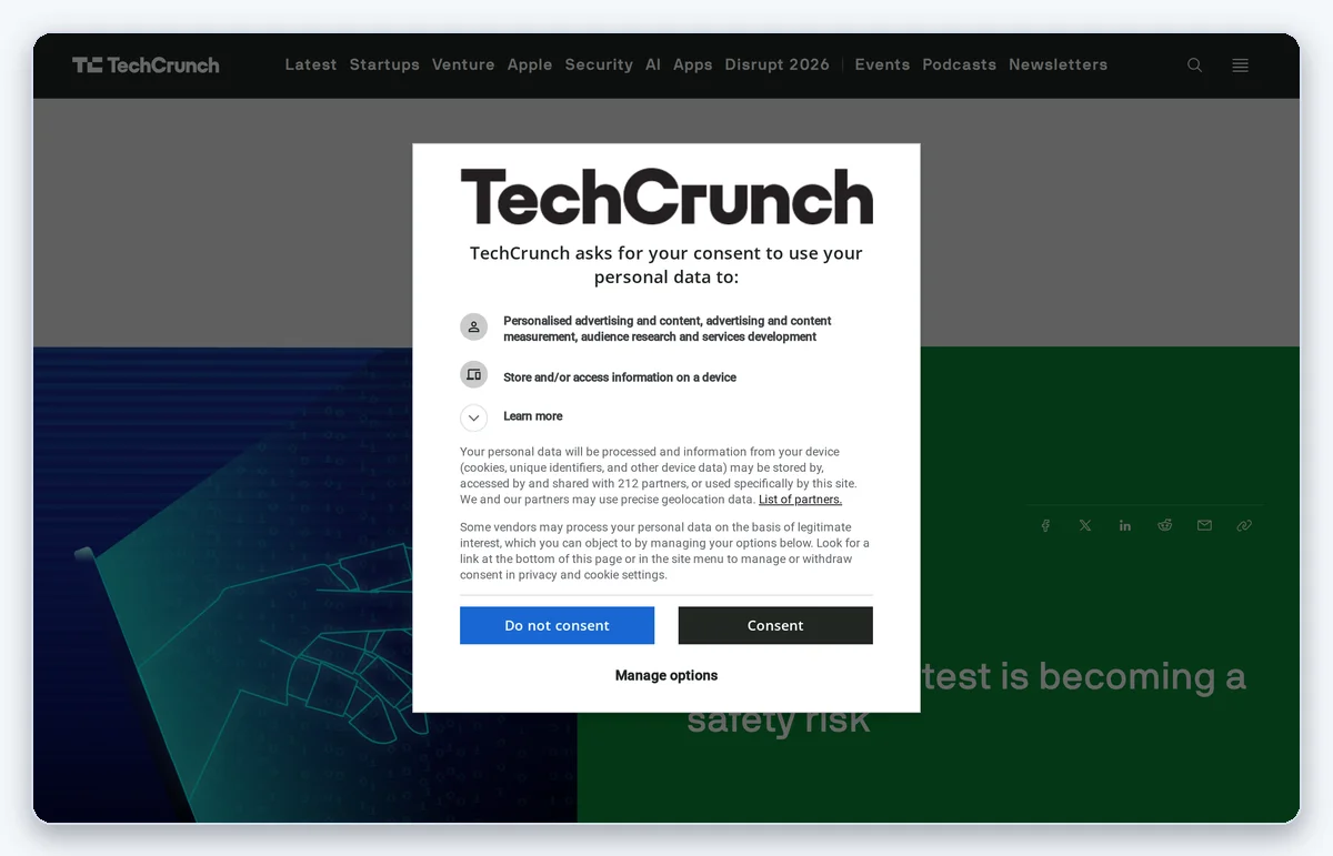 Скриншот: Материал TechCrunch о том, как тесты безопасности ИИ-агентов теряют предсказательную силу (снято 10.08.2026)