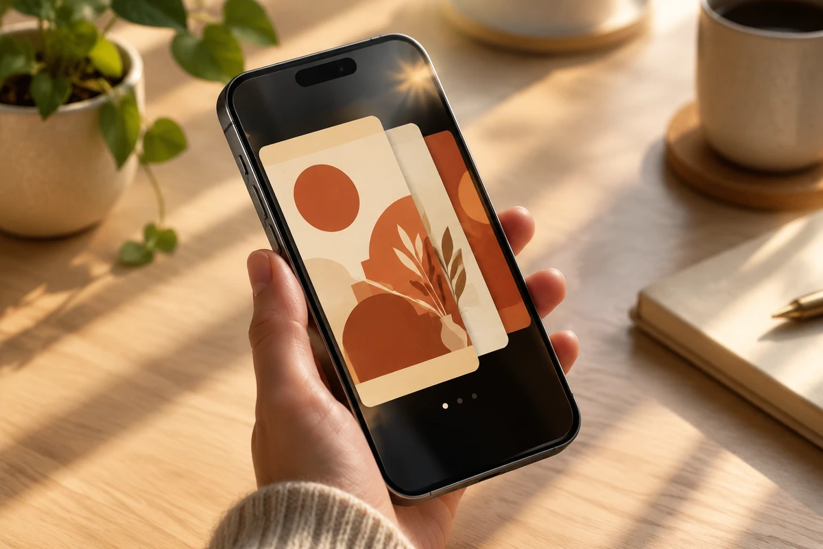 готовая карусель Instagram на экране телефона, сделанная с помощью Claude