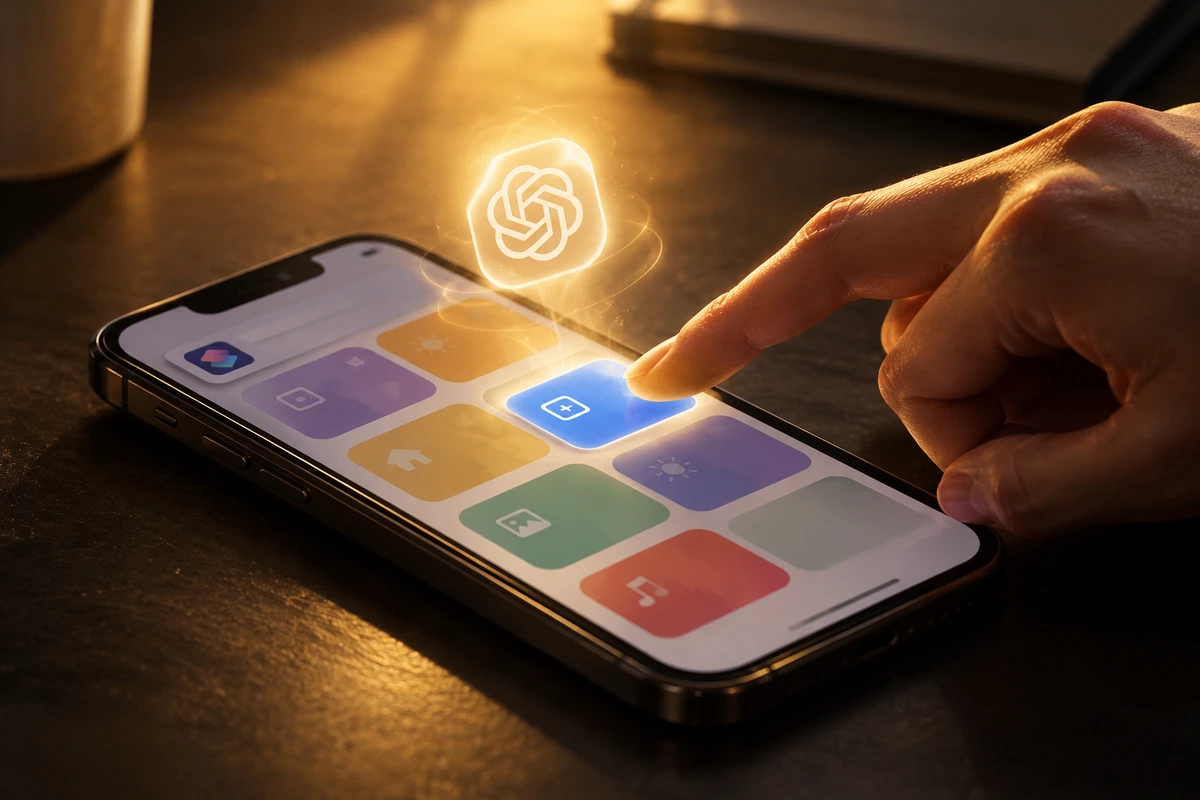 Экран смартфона с настройками ярлыка Shortcuts и полем для API-ключа