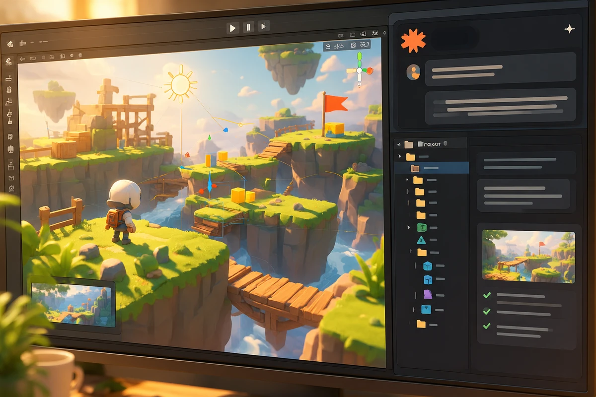 Панель Claude Code внутри редактора Unity с деревом проекта и чатом с агентом